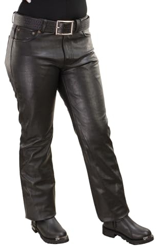 Milwaukee Leather LKL6790 Women's Classic 5 Pocket Black Casual Motorcycle Leather Pants - 14