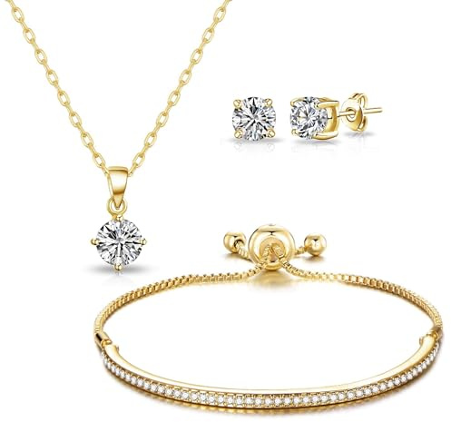 Philip Jones 18k Gold Plated Friendship Slider Set Created with Zircondia® Crystals