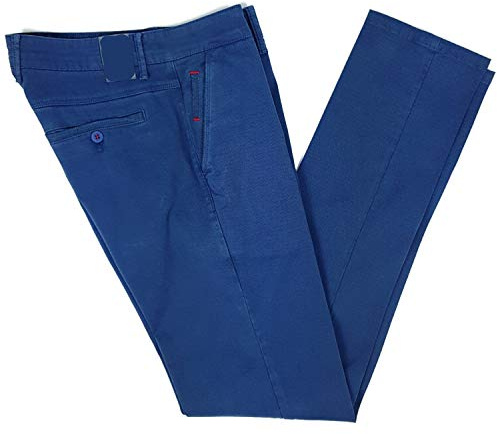 Alfio Collection - Pantalone Uomo Slim Fit Skinny Jeans Elasticizzato Micro Fantasia Tasca Dritta Gamba Asciutta Cotone (58, Indaco)