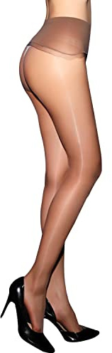 HTRUIYATY Medias Transparentes Mujer Brillantes Aceitosas Sexy Pantys Sin Costuras Ultradelgado 3 Den Marrón