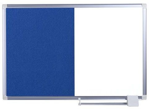 MasterVision Lavagna magnetica cancellabile a secco serie New-Gen in feltro blu, bacheca combinata, montaggio a parete, vassoio scorrevole per pennarelli, 45,7 x 61 cm, telaio in alluminio