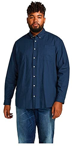 JACK & JONES PLUS EOXFORD Shirt L/S S21 PS Camisa, Navy Blazer/Fit:Plus Size, 4XL para Hombre