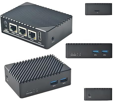 youyeetoo NanoPi R5S Mini Router with Metal Case,4GB LPDDR4 16GB EMMC, RK3568 Development Board 0.8TOPS NPU Support Docker Three Ethernet Ports USB3.0 HDMI Support M.2 NVMe Storage PD Power