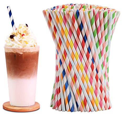 Cannucce Carta Colorate, XiXiRan 100 PCS Cannucce di Carta 100% Biodegradabili, per Compleanno, Matrimoni, Natale, Docce Bambino, Celebrazioni e Feste 6mm*20CM(Colore Casuale)