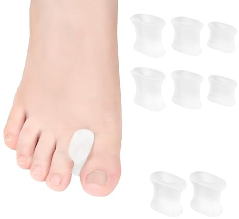 DYKOOK Gel Toe Separators and Flared Bunion Toe Spacers 8PCS Temporary Bunion Corrector,Silicone Toe Splint Spreaders for Overlapping Toes and Curled Toes,Stay in Place-(2 Small,4 Medium,2 Large)