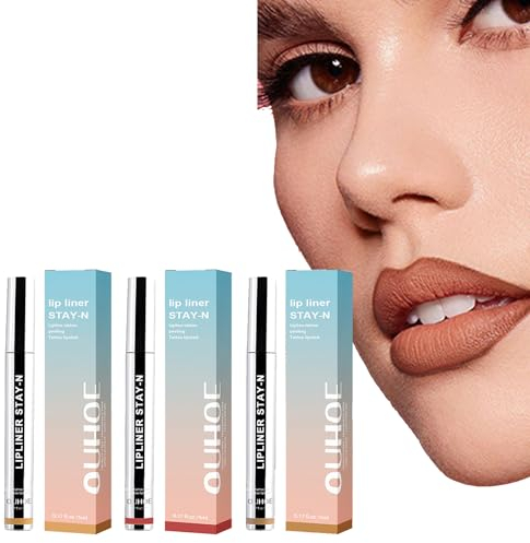 Peel Off Lip Liner, 3Pcs Lip Stain Peel Off, Langlebiger Lipliner Tattoo, Matte Liquid Lippenstift Nude Lip Gloss Wasserdichter Lip Tint Peel Off Antihaft Cup für Frauen
