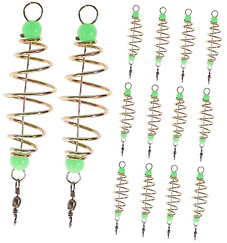 Parliky 24pcs Luminous Fishing Bait Cage Spring Lure Holder Olive-shaped Metal Bait Trap for Coarse and Carp Fishing Accessories