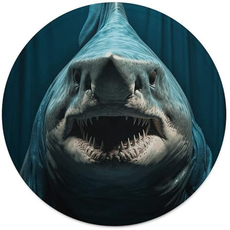 Rundes Strandtuch, Hai, öffnet seinen Mund, bedruckte Reisedecke, personalisierte Decke, Yoga-Decke, Mikrofaser, Strandtuch, dicke Tischdecke, Unisex