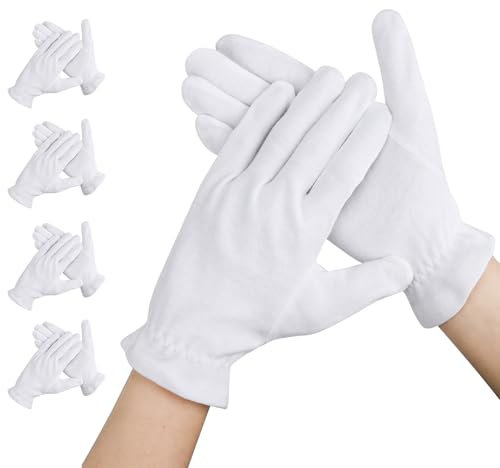 Segbeauty Guantes de Algodon Dermatologicos, 4 Pares Guantes Blancos, Guantes Hidratantes Manos, Guantes Algodon Para Reparación Piel Manos Agrietadas (L)
