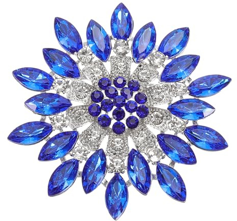 PATIKIL Broche con Diamantes de Imitación, Azul Cistal Girasol Flor Ramo Solapa Alfiler para Mujer Moda Estrás Pin Accesorio para Vestido Abrigo Sombrero Bolsa Manualidades Regalo