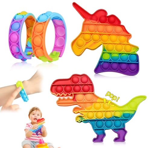 BECHS 4-teiliges Pop Bubble Fidget Toy Set - Sensorisches Spielzeug für Stressabbau, Konzentration und sensorische Fähigkeiten - Bunt, für Kinder und Erwachsene