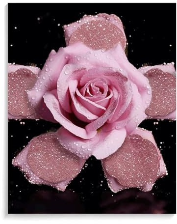RTFGHJS Digital Oil Painting DIY Set Glitter Pink Rose Painting Kit for Adults Beginners 24-color Paints Digital Oil DIY Art Set Modern Gallery Prints for Home Decoration 16 * 20inch (40 * 50CM