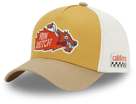 Von Dutch | Cappello Camionista Marrone E Bianco WILD05 | Unisex | Cappello Trucker per Adulto con Parte Posteriore In Maglia e Chiusura Regolabile | Traspirante per Giorni Caldi