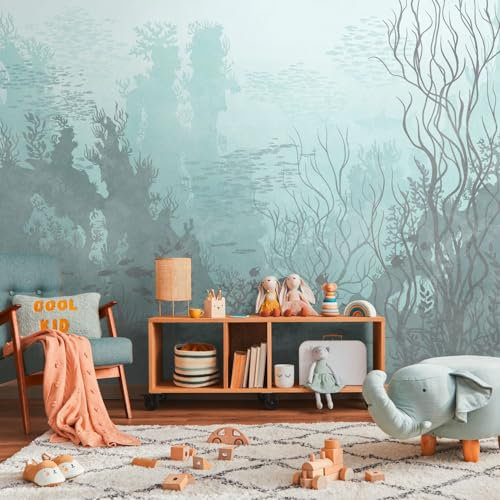 Fototapete Profhome 399041-GU heißgeprägte Vliestapete glatt Kindertapete matt blau grau 3,71 m x 2,8 m