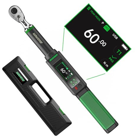 LLAVETOR Clé dynamométrique numérique 3/8, 3-60N.m, ±1% avec indicateur sonore et LED pour voiture, moto et vélo