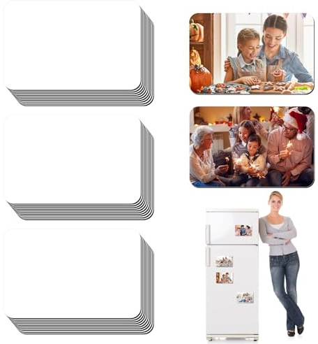 GOEDCH Imanes de Nevera en Blanco para Sublimación: 30 Piezas Imanes Rectangulares con Fotos, Imanes Cuadrados Decorativos DIY para Oficina, Cocina, Decoración de Pared, Imán de Nevera Personalizado