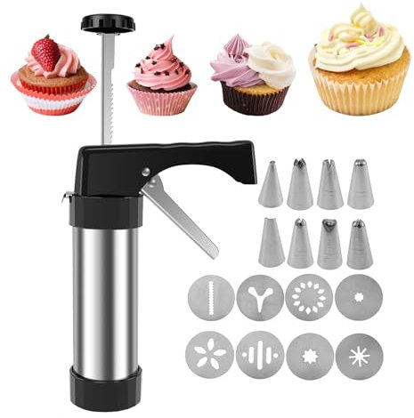 MACCHINA CHURRO | Pressa Churro In Acciaio Inossidabile | Pasticceria Fai Da Te | 8 Ugelli Di Decorazione, Sacchetti Per Tubazioni, Set Versatile, Ideale Per Uso Domestico, Pulizia Facile, Design Comp