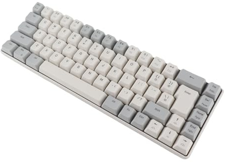 YUEHISY 68 Keys RGB Backbelysta Kompakt Mini -trådbundna Tangentbord, Snabbt Svar Mekanisk Känsla, för PC med 25 Anti -spöknycklar, Bärbara för Affärsresor, med ABS -material (Grå vit färgblock)
