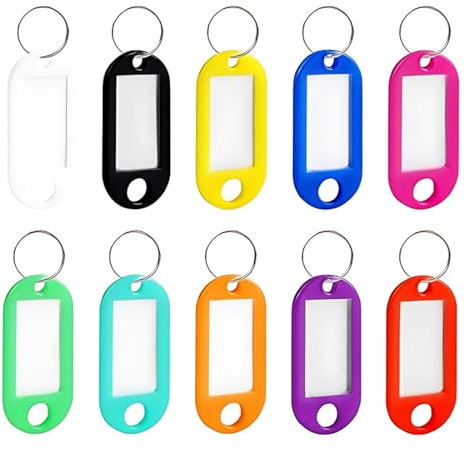 JUGUTA Llaveros Etiqueta, 20 Pack Clave Etiquetas, Llaveros Plástico, Llaveros Con Anillas Divididas, Usado Para Etiqueta De Identificación Para Etiquetas De Oficina De Hotel, Viaje, Equipaje
