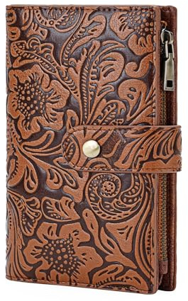 GOIACII Portefeuille pour Femme Cuir Moyen Porte Monnaie RFID Blocage Vintage Court Portefeuilles