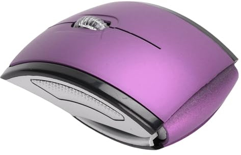 Asixxsix Vikbar mus, 2,4 GHz vikbar trådlös mus, ergonomisk bärbar resemus med mottagare och magnetisk avstängning, för PC, dator, bärbar dator (Purpur)