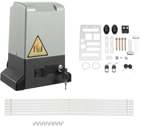 Automatic Sliding Gate Drive, 370W Automatic Sliding Gate Opener Kit with 2 Remote Control and 6m Rack, Electric Door Opener Motor, for Gate Up to 800kg
