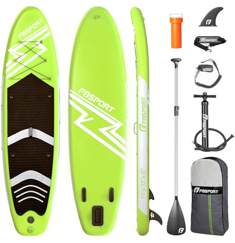 FBSPORT Inflatable Stand Up Paddle Boards,SUP Board,6 Thick Stand Up Paddle Boarding,Paddling Board for Youth & Adult,Surfboard,SUP with Adjustable Paddle/Backpack/Pump/Removable Fin (FruitGreen)
