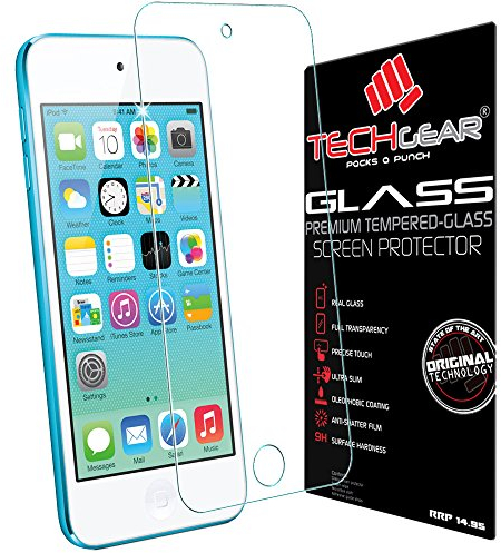 TECHGEAR Vidrio Compatible con iPod Touch 6 & iPod Touch 5 - Auténtica Protector de Pantalla Vidro Templado para Apple iPod Touch 6 e iPod Touch 4