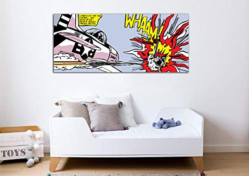 Desconocido Cuadro Lienzo Roy Lichtenstein Whaam - Avion - Lienzo de Tela Bastidor de Madera de 3 cm - Fabricado en España - Impresión en Alta resolución – Varias Medidas (60, 25)