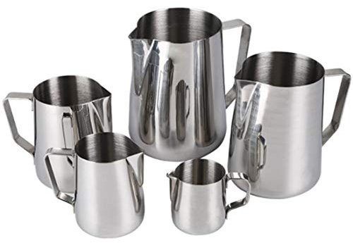 Jarra de leche, jarra de café con espuma de acero inoxidable, taza de flores, taza de barista para hacer café con leche, capuchino, espresso (1000ml)