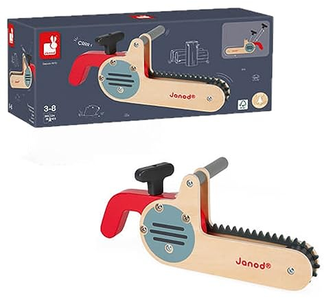 Janod - Brico'Kids Kettensäge aus Holz - Rollenspielzeug Heimwerken - Entwicklung von Feinmotorik und Fantasie - FSC-zertifiziert - Ab 3 Jahren, J06471