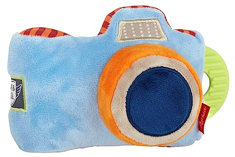 SIGIKID 42678 Plüsch-Fotoapparat Play & Cool Mädchen und Jungen Babyspielzeug empfohlen ab 3 Monaten blau/mehrfarbig
