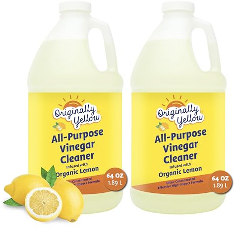 Originally Yellow Lemon White Vinegar For Cleaning Purpose | USA Made All Purpose Cleaner | Use as Glass, Kitchen & Floor Cleaner | Plant Derived Cleaning Vinegar 1 Gallon in 2 pack | 128 Oz