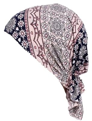 Mössa för cellgiftsbehandling för kvinnor, scarf, mjuk turban, keps, blommig huvudsjal, bomullstyg, huvudbonad, alopeci-bandana, huvudskydd, en storlek