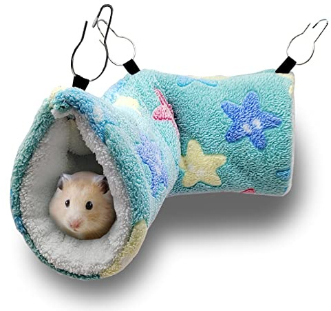 QeeHeng Guinea Pig Ferret Rat Hammock - Guinea Pig Hanging Tunnel Bed, Pet Hammock For Small Animals Hamster Chinchilla Glider Ferret Hideout Sleeping Cage Accessories,Green
