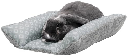 FurHaven Cuddle Loaf - Cuccia per animali domestici, per cani di piccola taglia, gatti e conigli, lavabile con cuscini rimovibili, stampa peluche e diamante, grigio, piccola