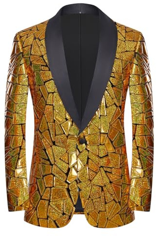 CARFFIV gör ett djärvt uttalande med vår paljettblazer, perfekt för bröllop, fester, Guld, XS