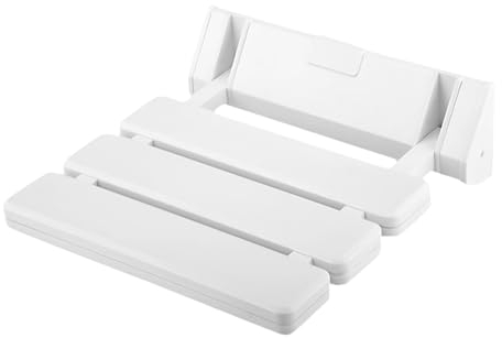 Queeucaer Duschsitz, Duschklappsitz, Wandmontage, Belastbar bis 130 kg, Weiß