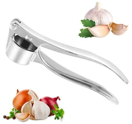 Fixtools Stainless Steel Garlic Press/Crusher/Mincer Chopper, Manual Garlic Cutter/Squeezer Tool for Home Kitchen and Cooking, Long-Lasting and Easily Cleanable