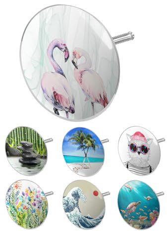arteneur® - Badewannenstöpsel Universal Loving Flamingo | Dreifach Dichtung | Verstellbar | Rostfrei | Extra Schwer für stabilen Halt | Stöpsel Badewanne Zubehör