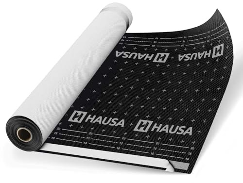 HAUSA membrane de sous-toiture Premium HU150SK 150g/m² 75m² (1,5mx50m) classe UDB-A/USB-A selon ZVDH, résistante à la pluie et ouverte à la diffusion, résistante aux UV, avec 2 bande adhésive