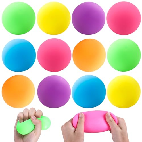 DTYDECLE 12 Stück Stress Balll, 6cm Squishy Anti Stress Squeeze Bälle für Kinder und Erwachsene Stress, Angst abbauen und Beruhigung