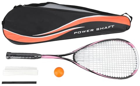 Squashschläger mit Transparenten Saiten, Carbon-Squashschläger für Anfänger mit übergroßer Oberfläche, Ideal für Fitnessstudio, Schule (PINK)