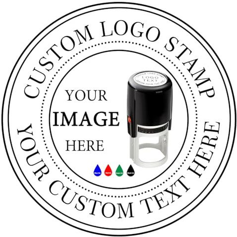 Timbro con logo personalizzato Timbro autoinchiostrante personalizzato Logo aziendale Immagine Testo Timbro 4 Colori e Scelte di carattere