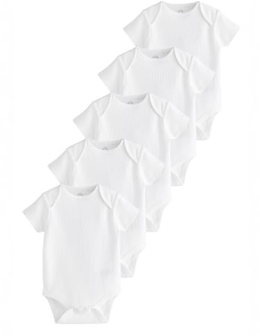 NEXT Bébé Body à manches courtes côtelé pour bébé, lot de 5 Blanc 18 Mois-24 Mois