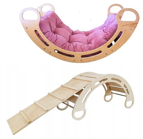 Slevobox Triangulo Pikler Montessori 85x41x39cm - Triangulo Escalada Bebe con Tobogán Infantil - Escalera Montessori Madera - Arco Montessori Madera - Estimula el Desarrollo de la Motricidad