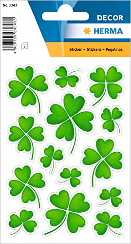 HERMA 3343 Clover Leaves Paper Self-Adhesive Stickers with Lucky Motifs for Birthdays, Congratulations, Boys and Girls, 42 Gift Stickers