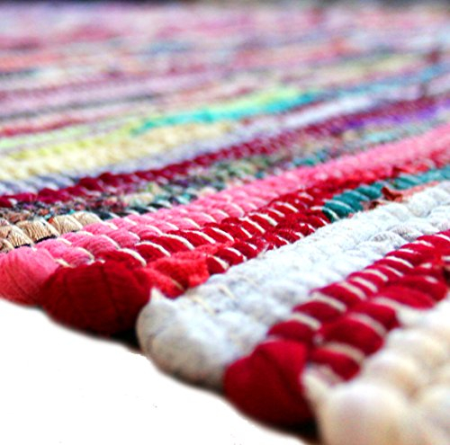 Fleckerlteppich Handgewebt 340 x90 cm Kelim Beidseitig nutzbar ca1800g/m Flickenteppich Fleckerlteppich Läufer