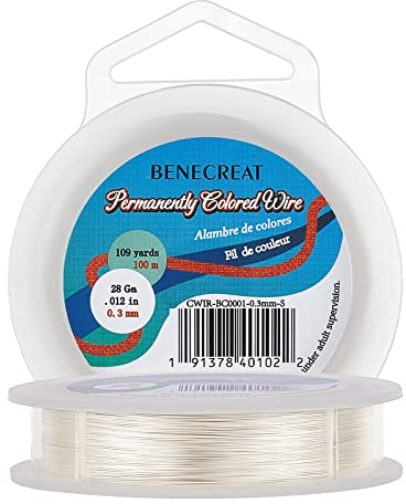 BENECREAT 28Gauge (0.3mm) Anlaufbeständiger Silberdraht, Schmuckherstellung Kupferdraht, 100M/109Yard