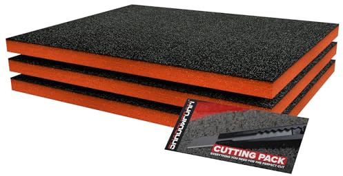 Shadow Foam Paquete Pequeño de 3 piezas [Naranja], Insertos de Espuma para Caja de Herramientas, 40 x 32 cm, Organización de Bricolaje y Sistemas de Almacenamiento